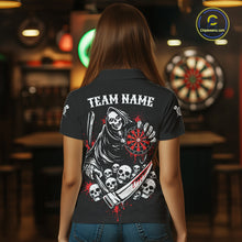 Load image into Gallery viewer, Red Dripping Grim Reaper Dartboard Skull Dart Polo Shirts For Women Custom Name For Dart Players NYN2684
