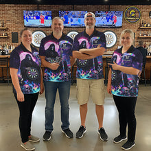 Load image into Gallery viewer, Galaxy Holographic Grim Reaper Dartboard Skull Dart 1/4-Zip Shirts For Women Custom Name For Dart Players NYN2686