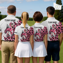 Load image into Gallery viewer, Camouflage Womens Golf Polo Shirt Custom Pink Funny Flamingo Pattern White Golf Team Shirts NYN2835