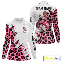 Load image into Gallery viewer, Camouflage Womens Golf Polo Shirt Custom Pink Funny Flamingo Pattern White Golf Team Shirts NYN2835