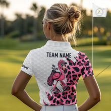 Load image into Gallery viewer, Camouflage Womens Golf Polo Shirt Custom Pink Funny Flamingo Pattern White Golf Team Shirts NYN2835