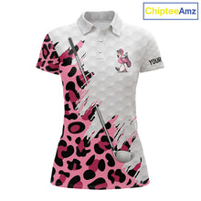 Load image into Gallery viewer, Camouflage Womens Golf Polo Shirt Custom Pink Funny Flamingo Pattern White Golf Team Shirts NYN2835