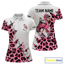 Load image into Gallery viewer, Camouflage Womens Golf Polo Shirt Custom Pink Funny Flamingo Pattern White Golf Team Shirts NYN2835