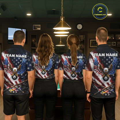 Grunge American Flag 8 Ball Eagle Billiard Shirt For Women Personalized Pool Billiard Team Jersey NYN3784