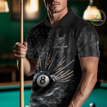 Load image into Gallery viewer, US Flag Grey Smoke Skull Bone 8 Ball Men Billiards Shirt Personalized Pool Balls Billiard Team Names NYN2688