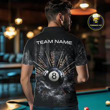 Load image into Gallery viewer, US Flag Grey Smoke Skull Bone 8 Ball Men Billiards Shirt Personalized Pool Balls Billiard Team Names NYN2688