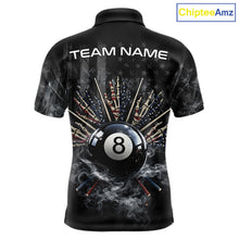Load image into Gallery viewer, US Flag Grey Smoke Skull Bone 8 Ball Men Billiards Shirt Personalized Pool Balls Billiard Team Names NYN2688