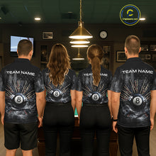 Load image into Gallery viewer, US Flag Grey Smoke Skull Bone 8 Ball Men Billiards Shirt Personalized Pool Balls Billiard Team Names NYN2688