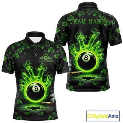 St Patrick's Day Green Smokes Hand Ball 8 Billiards Pool Shirt For Men Personalized Billiard Team Names NYN2694