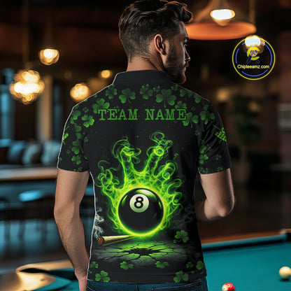 St Patrick's Day Green Smokes Hand Ball 8 Billiards Pool Shirt For Men Personalized Billiard Team Names NYN2694