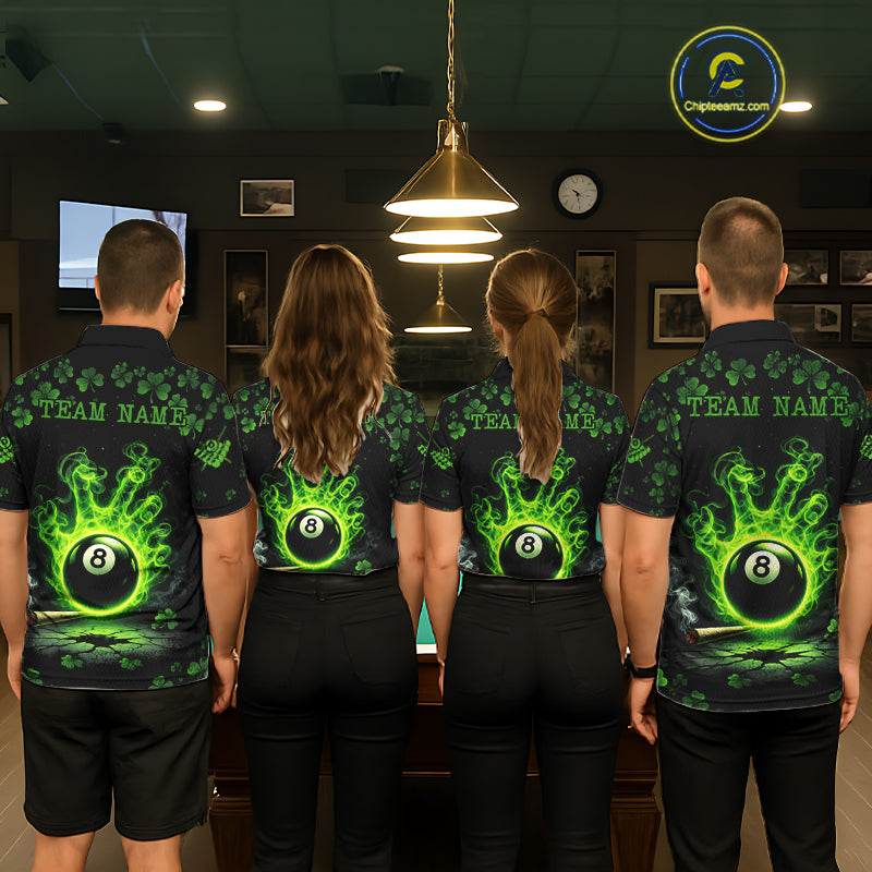 St Patrick's Day Green Smokes Hand Ball 8 Billiards Pool Shirt For Men Personalized Billiard Team Names NYN2694