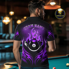 Load image into Gallery viewer, Custom Purple Flaming 8 Ball Billiard Shirts For Men Billiard League Billiard Team Shirts NYN2848
