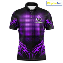 Load image into Gallery viewer, Custom Purple Flaming 8 Ball Billiard Shirts For Men Billiard League Billiard Team Shirts NYN2848