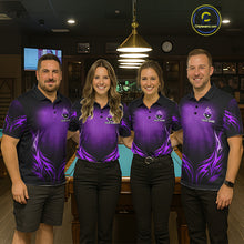 Load image into Gallery viewer, Custom Purple Flaming 8 Ball Billiard Shirts For Men Billiard League Billiard Team Shirts NYN2848