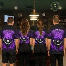 Load image into Gallery viewer, Custom Purple Flaming 8 Ball Billiard Shirts For Men Billiard League Billiard Team Shirts NYN2848