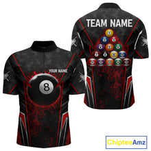Load image into Gallery viewer, Black And Red Grunge Splatter 8 Ball Billiard Pool Shirt For Men Custom Outfits Billiard Team Attire NYN3220