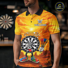 Load image into Gallery viewer, Male dart player wearing Beer and Dartboard Desert dart jersey at dart league tournament and team competition