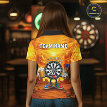 Load image into Gallery viewer, Female dart player wearing Beer and Dartboard Desert dart jersey at dart league tournament