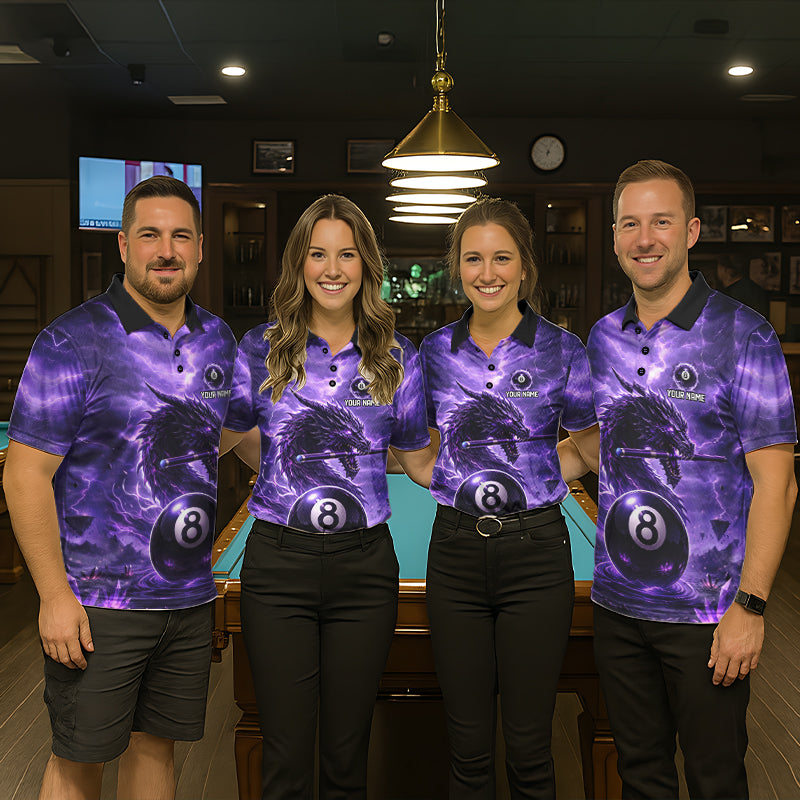 Dragon Thunder Purple Cue & Pool 8 Ball Women Billiard Shirt Custom Billiard Polo & 1/4-Zip Attire NYN2496