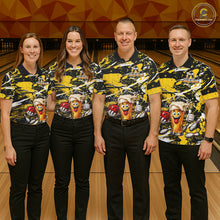 Load image into Gallery viewer, Yellow, White And Black Splatter Funny Beer Bowling Shirt For Women Custom Outfit Bowling Jersey NYN3235
