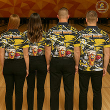 Load image into Gallery viewer, Yellow, White And Black Splatter Funny Beer Bowling Shirt For Women Custom Outfit Bowling Jersey NYN3235