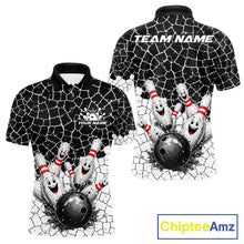Load image into Gallery viewer, White And Black Cracked Funny Pins &amp; Ball Bowling Shirt For Men Custom Outfit Team Bowling Jersey NYN3238