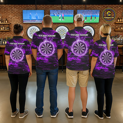 Black And Purple Smoking Dartboard & Arrow Men Darts Polo Shirt Custom Dart Team Jerseys NYN2512