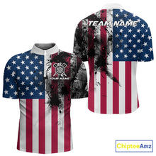 Load image into Gallery viewer, Personalized American Flag Black Splatter Dart 1/4-Zip Shirts For Men Custom Dart Team Jerseys NYN2711
