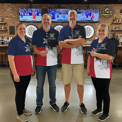 Personalized Texas Flag Black Splatter Dart Polo Shirts For Men Custom Dart Team Jerseys NYN2712