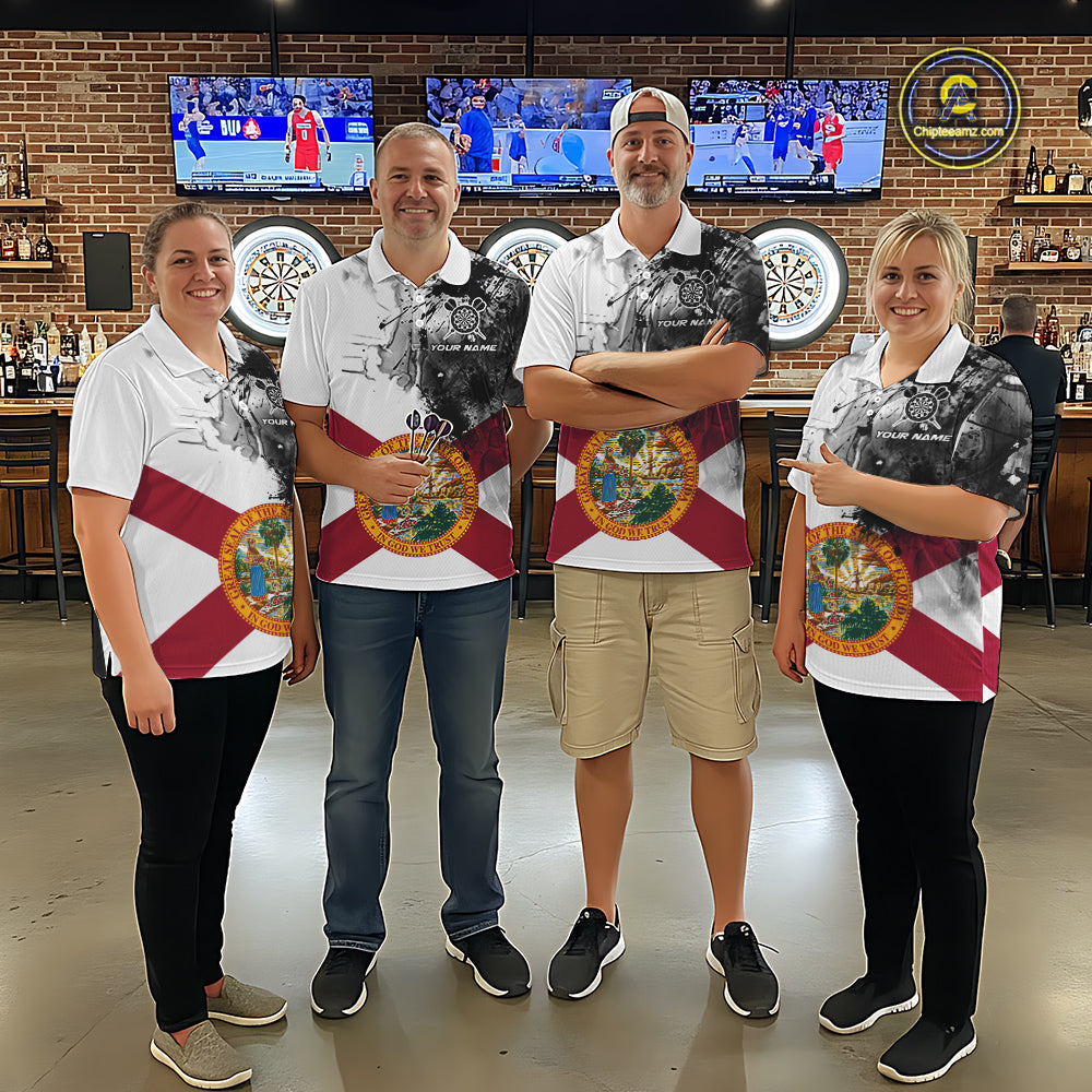 Personalized Florida Flag Black Splatter Dart 1/4-Zip Shirts For Men Custom Dart Team Jerseys NYN2713