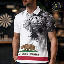Load image into Gallery viewer, Personalized California Flag Black Splatter Dart Polo Shirts For Men Custom Dart Team Jerseys NYN2714