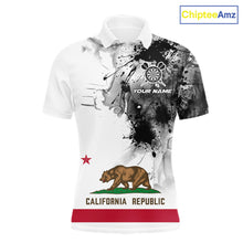Load image into Gallery viewer, Personalized California Flag Black Splatter Dart Polo Shirts For Men Custom Dart Team Jerseys NYN2714