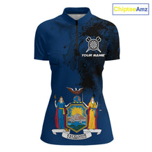 Load image into Gallery viewer, Personalized New York Flag Black Splatter Dart 1/4-Zip Shirts For Women Custom Dart Team Jerseys NYN2715