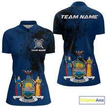 Load image into Gallery viewer, Personalized New York Flag Black Splatter Dart 1/4-Zip Shirts For Women Custom Dart Team Jerseys NYN2715