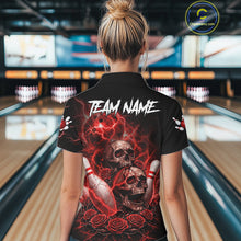 Load image into Gallery viewer, Red Strike Lightning Bowling Custom Team Shirts For Women, Skull Roses Outfit Bowling Team Jersey NYN3071