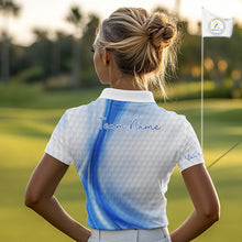 Load image into Gallery viewer, Personalized Blue-Light Twinkle Golf Polo Shirt For Women Custom White Pattern Golf Team Clothes NYN2871
