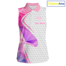 Load image into Gallery viewer, Pink And Purple Diamond Geometric Golf Sleeveless Polo Golf Shirts For Women Custom Golf Team Attire NYN3248