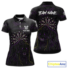 Load image into Gallery viewer, Custom Purple Yellow Tiger Cracked Grunge Dartboard Men Darts Polo Shirt Darts Jersey NYN1973