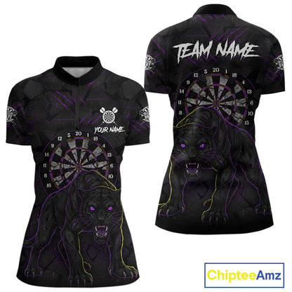Custom Purple Yellow Tiger Cracked Grunge Dartboard Men Darts Polo Shirt Darts Jersey NYN1973