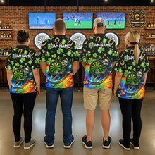 Load image into Gallery viewer, Rainbow Funny Skeleton Green Dartboard Women Darts Polo Shirt Custom St Patrick's Day Darts Jersey NYN2533