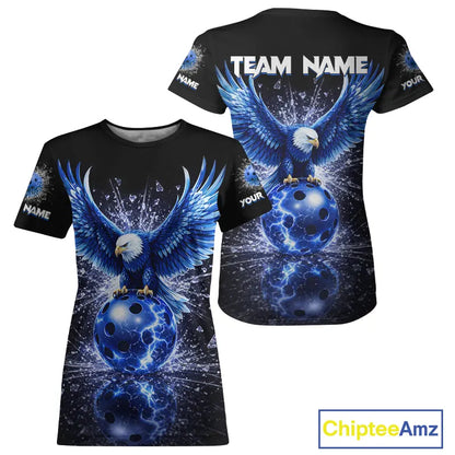 Broken Glass Blue Eagle Lightning Pickleball 3D Ball Jerseys Custom Women Pickleball Shirts NYN2235