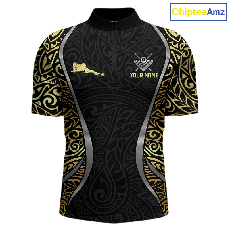 Personalized 8 Ball Pool Crown Men Billiard Shirts Gold And Silver Tribal Billiard Pool Jerseys NYN2894