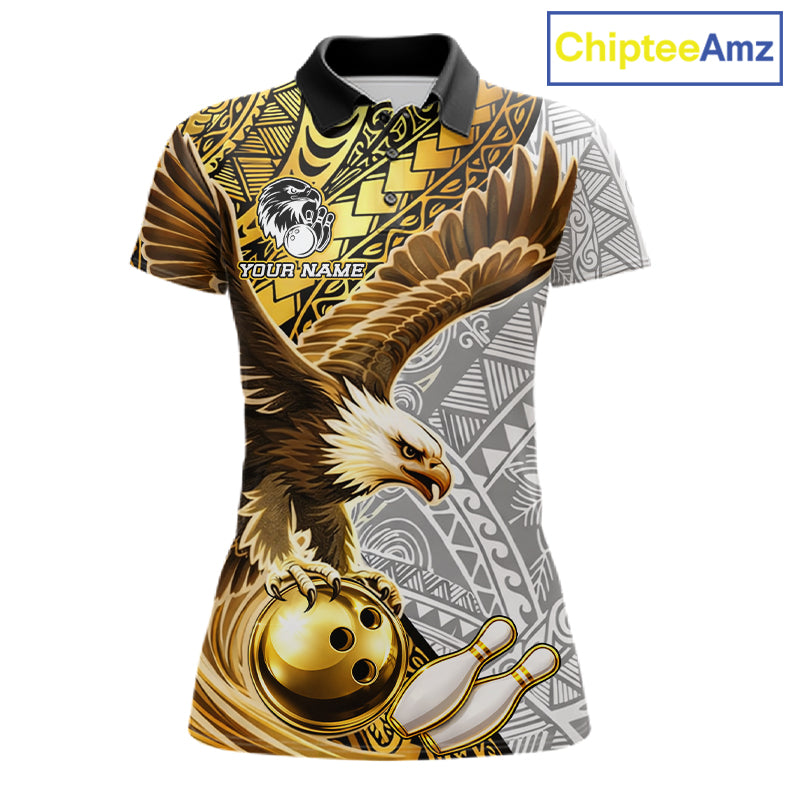 Black And Gold Tribal Bowling Jersey For Women Custom Eagle Tribal Team Shirts Bowling League NYN2927