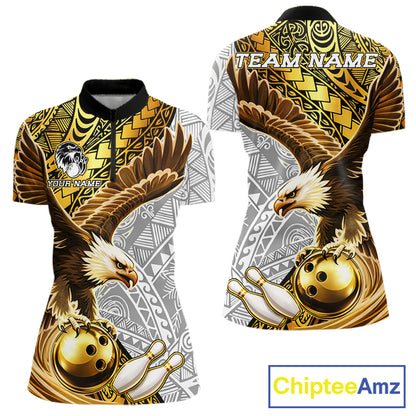 Black And Gold Tribal Bowling Jersey For Women Custom Eagle Tribal Team Shirts Bowling League NYN2927