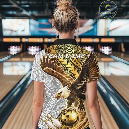 Black And Gold Tribal Bowling Jersey For Women Custom Eagle Tribal Team Shirts Bowling League NYN2927