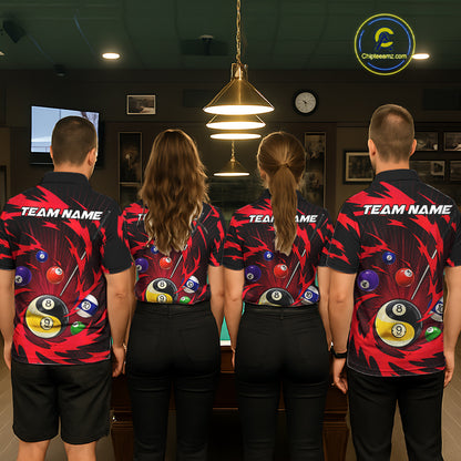 Red Tornado Yin Yang Ball Women Billiard Pool Shirts Custom 8 Ball And 9 Ball Billiard Team Jersey NYN3304