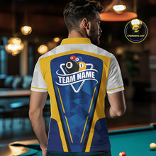 Load image into Gallery viewer, Yellow And Blue Geometric Mens Billiard Shirts Custom Polo &amp; 1/4-Zip Billiard Team Jersey NYN3306