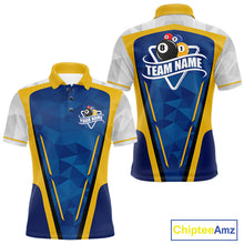 Load image into Gallery viewer, Yellow and blue geometric billiard polo shirt for men custom team jersey