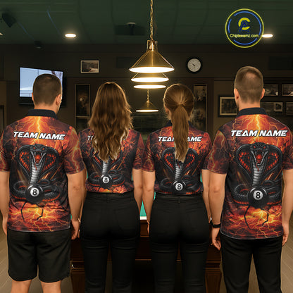 Cobra 8 Ball Cracked Thunder Lightning Billiard Shirts For Men Custom Billiard Team Jersey | Orange NYN3311