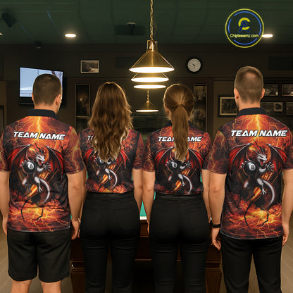 Dragon 8 Ball Cracked Thunder Lightning Billiard Shirts For Men Custom Billiard Team Jersey | Orange NYN3312